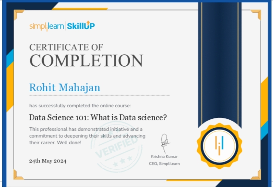 Certification in Data Science