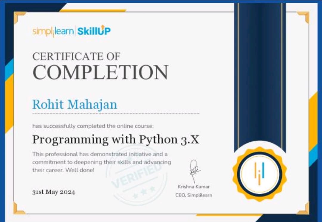 Certification in Python
